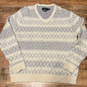 Grayers Pullover  Mens XL White And Grey Sweater Lambswool Blend  (6)